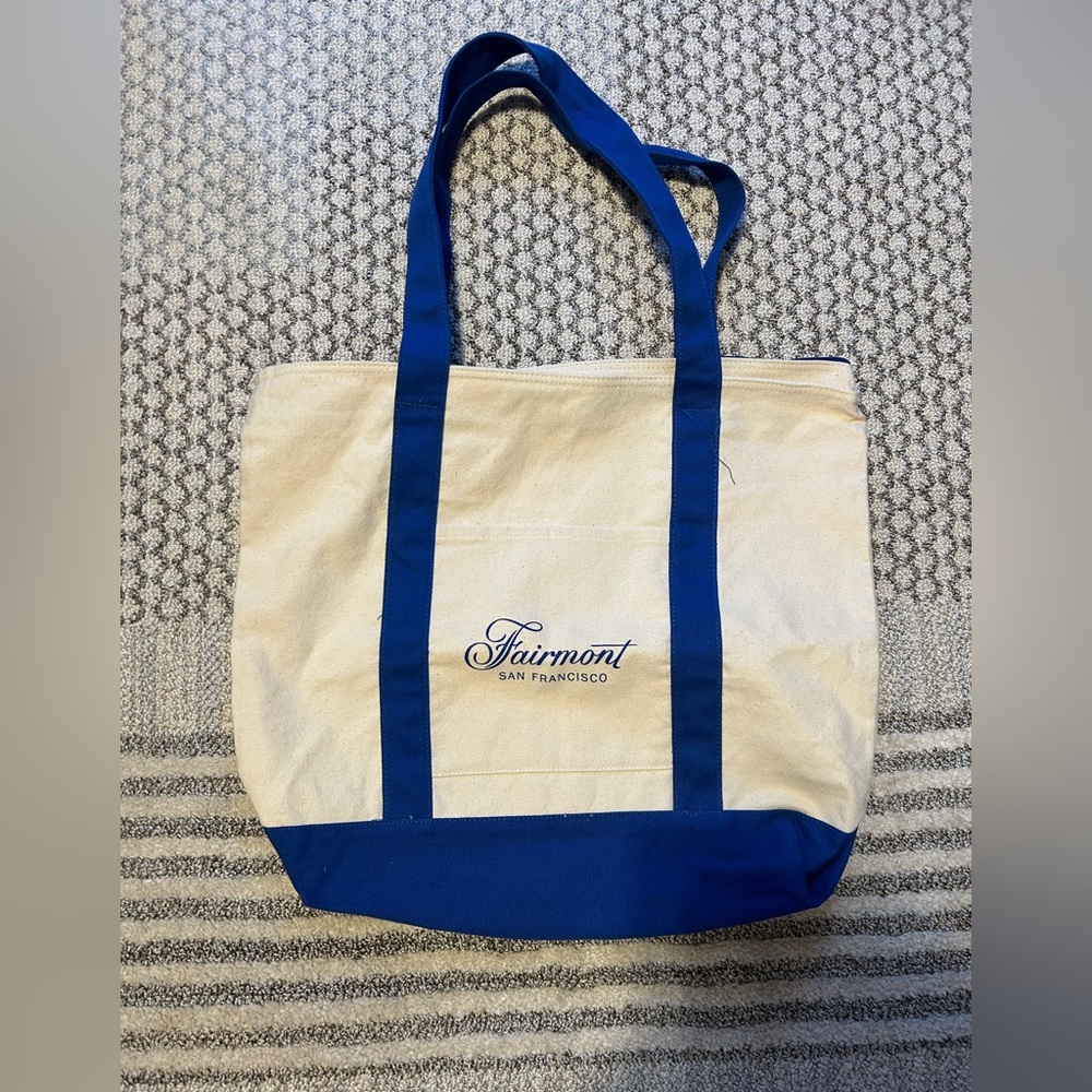 Blue and Cream Tote Bag